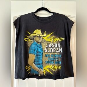 Vintage Jason Aldean Black Graphic T-Shirt cut custom